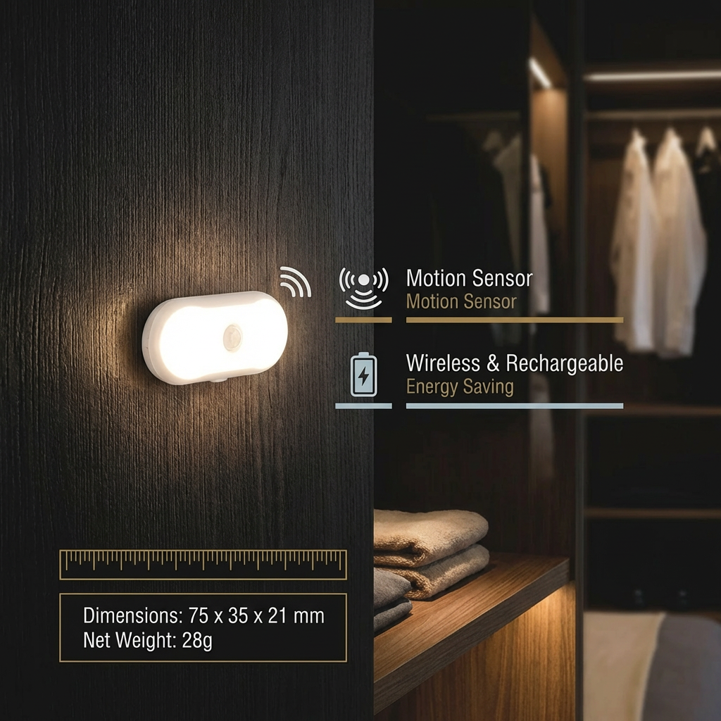 LumaTrail™ | Bewegungsmelder Licht – Kabellose LED Nachtleuchte für Flur, Treppe & Schlafzimmer