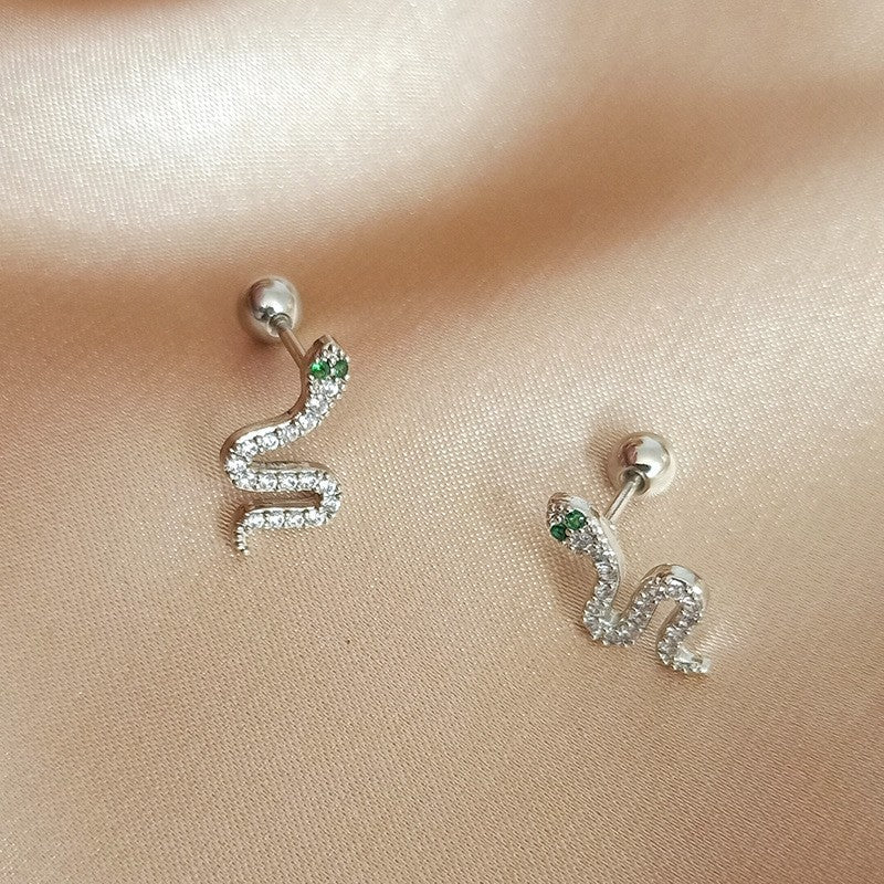 Schlangen Ohrringe silberfarben mit Zirkonia Statement Design