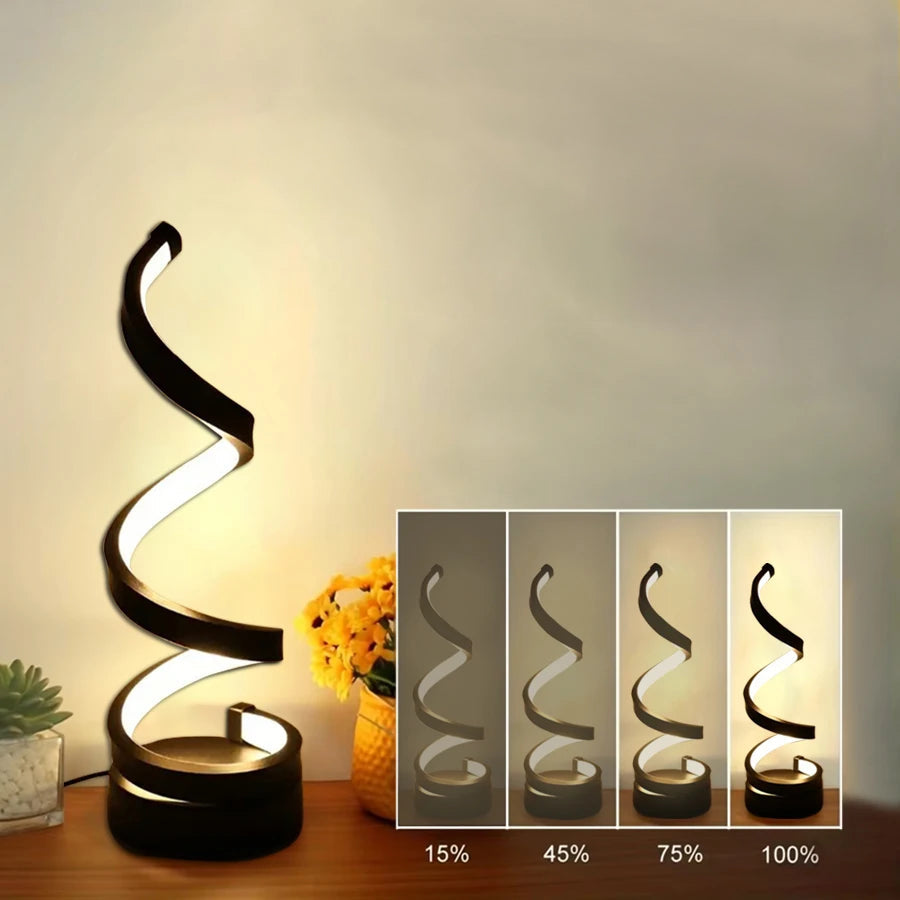 Spiral-Tischlampe Helligkeitsstufen