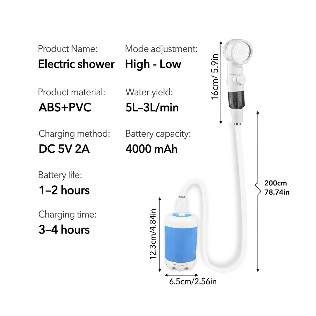 ShowerGo™ | Mobile Outdoor-Dusche mit Akku – Duschen, wo es keine Dusche gibt