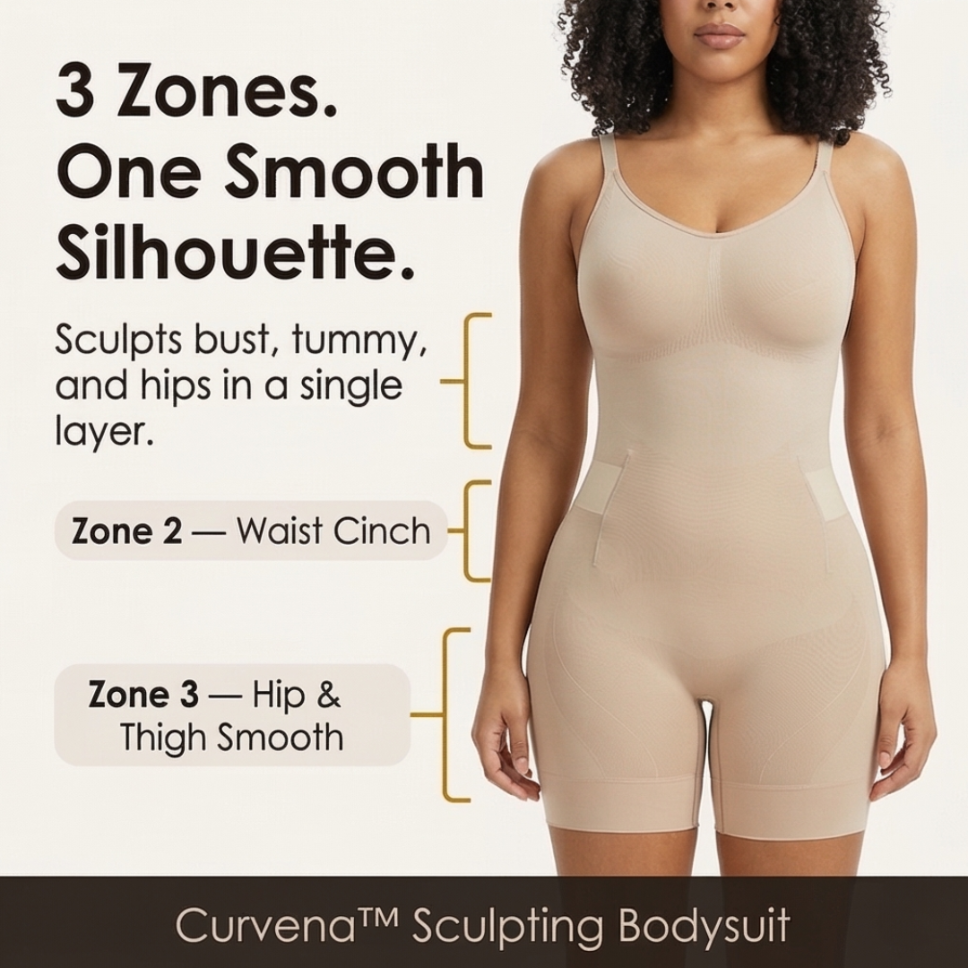 Nahtloser Shapewear-Body mit 3-Zonen-Formung | Curvena