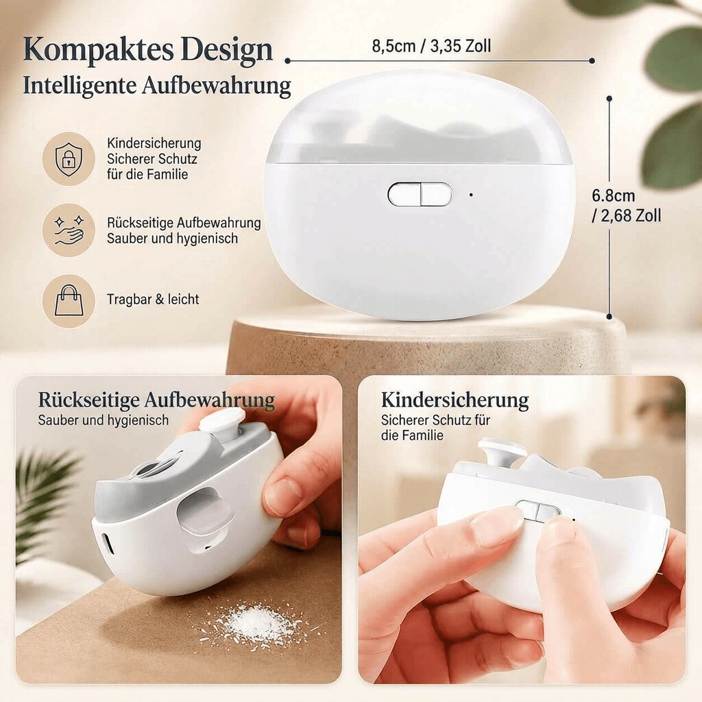Elektrischer Nagelknipser mit Polierfunktion | Automatischer Nageltrimmer | Edeltrim