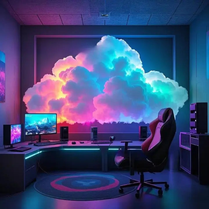 LED-Wolken-Wandleuchte Gaming-Setup
