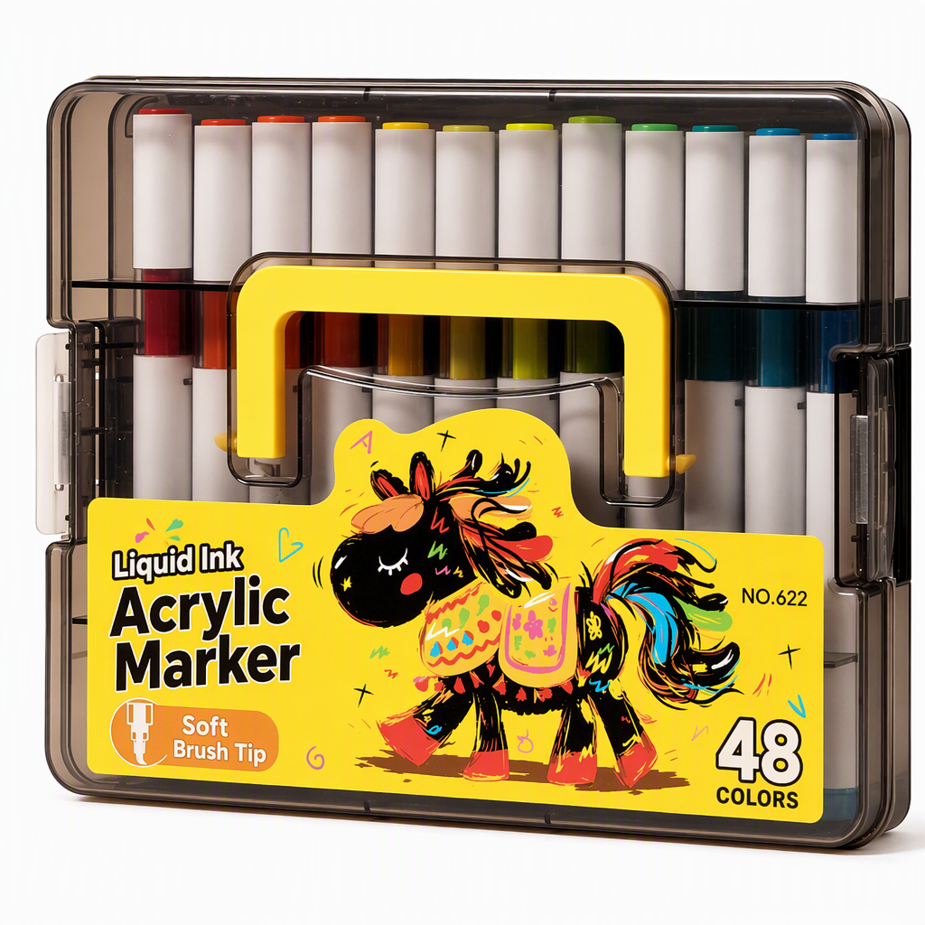 Acrylmarker Schwarz, 48 Farben