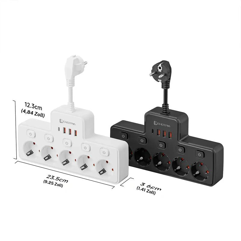 VoltKraft™ 9-in-1 Steckdosenleiste mit USB-C – Schluss mit Kabelchaos