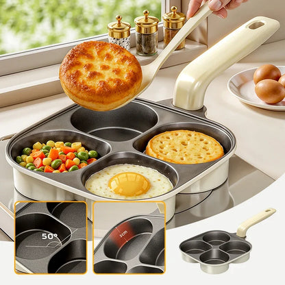 Frühstückspfanne mit Pfannkuchen und Ei