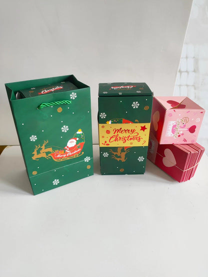 Überraschungs-Geschenkset in Grün mit Merry-Christmas-Motiv