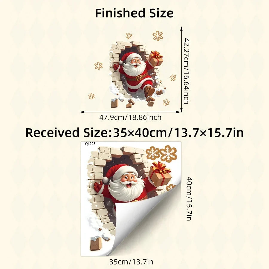 3D Weihnachtsmann Wandsticker aus PVC