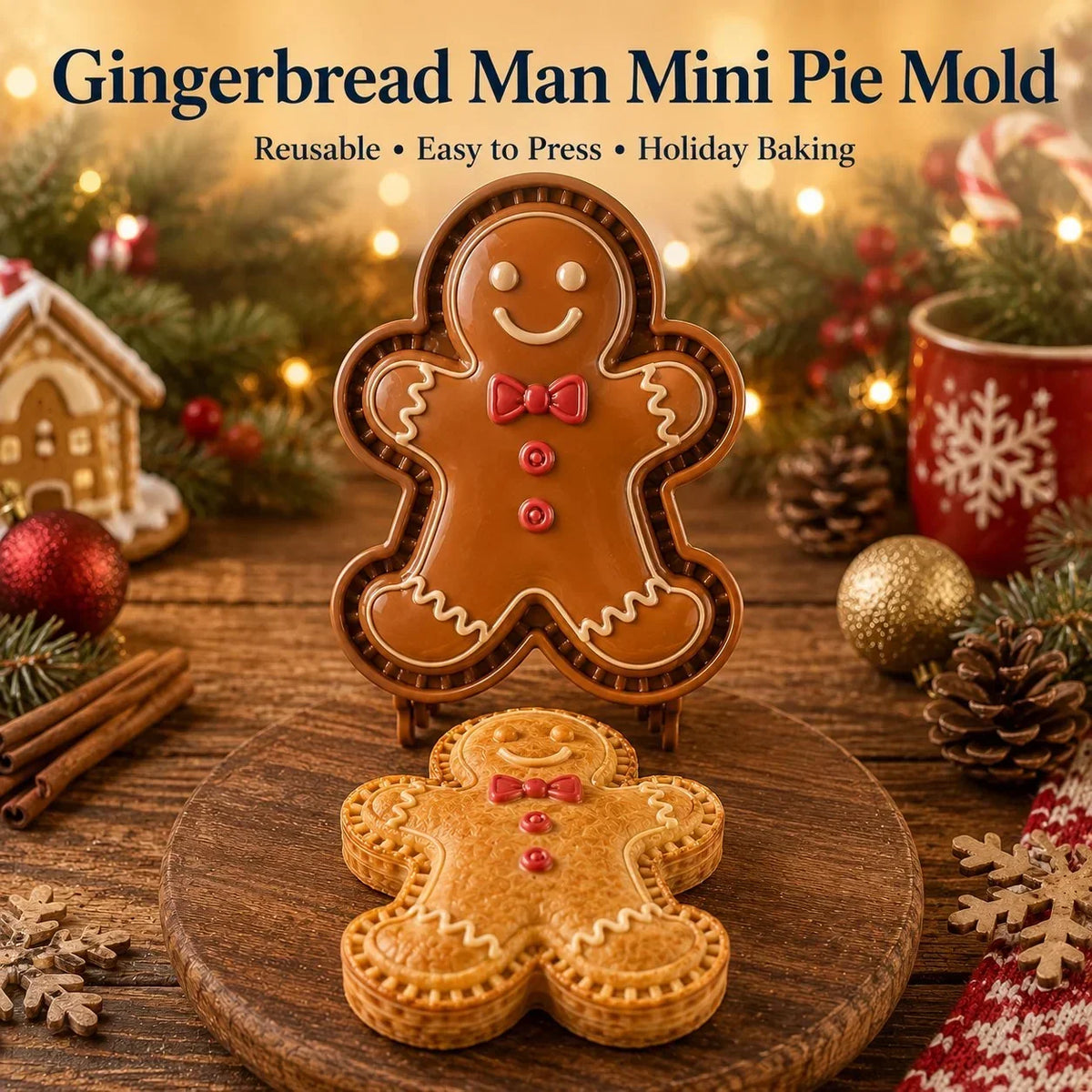 Weihnachts-Mini-Kuchenform mit 9 Motiven aus transparentem PET – wiederverwendbar, spülmaschinenfest