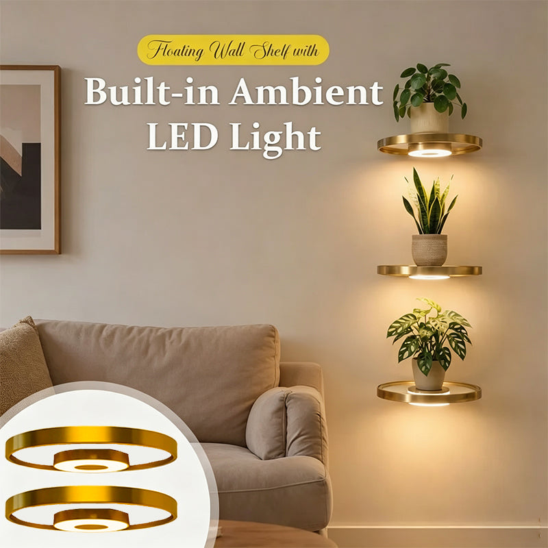 GlowingGold — LED Schwebendes Pflanzen-Wandregal | 50% RABATT
