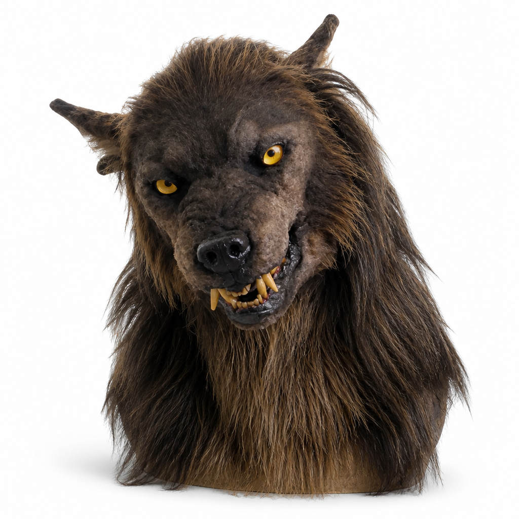 Handgemachte Werwolf-Maske aus lebensmittelechtem Silikon & Kunstfell