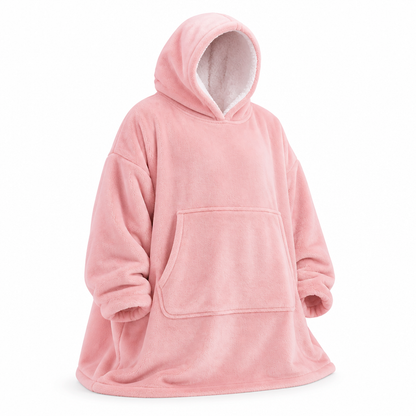 Oversize Hoodie Decke mit Kapuze und Tasche aus Sherpa Fleece