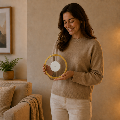 Schwebendes LED-Wandregal mit Gold-Finish und wiederaufladbarer Ambientebeleuchtung für Pflanzen