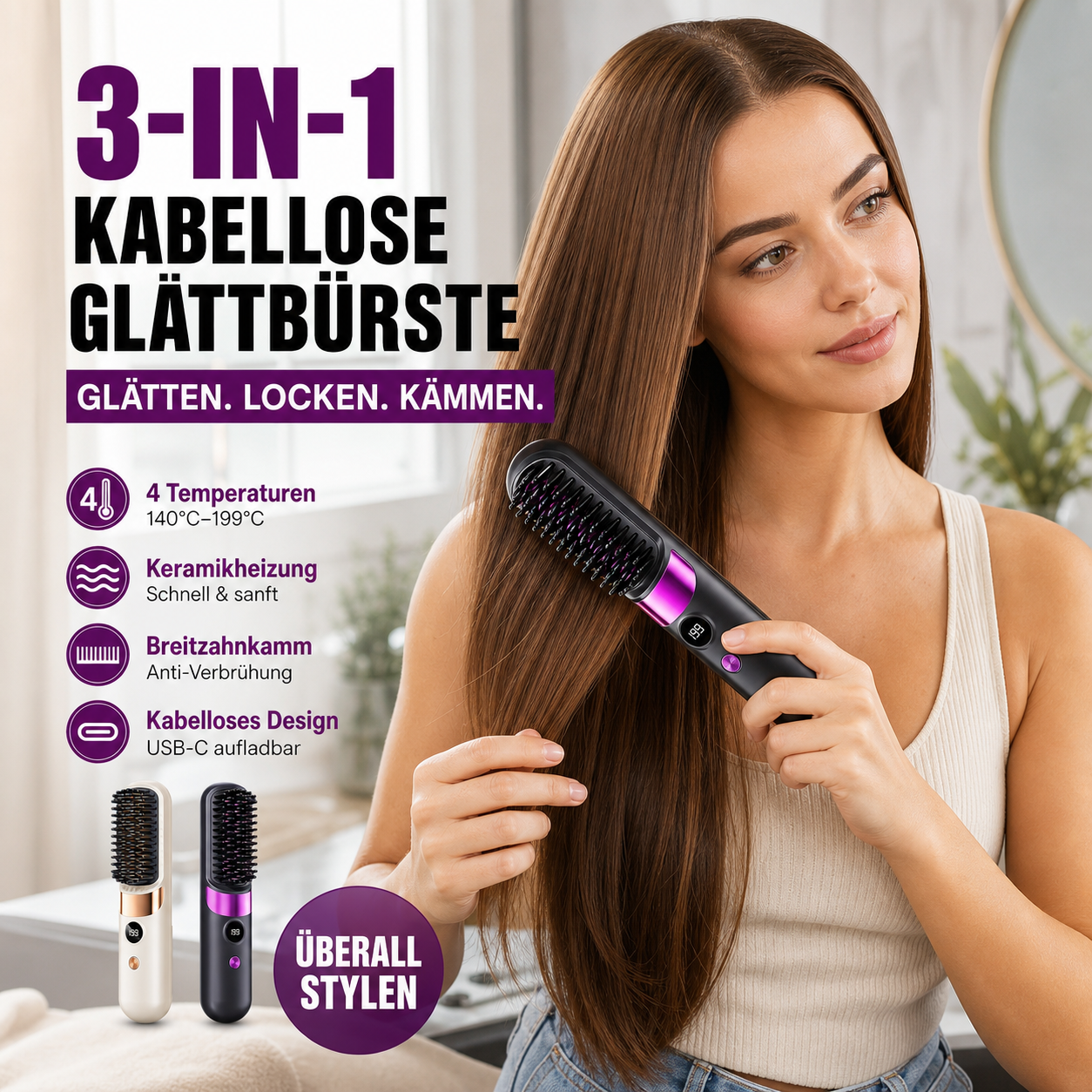 Kabelloses 4-in-1 Haarstyling-Tool USB-C | StylePro