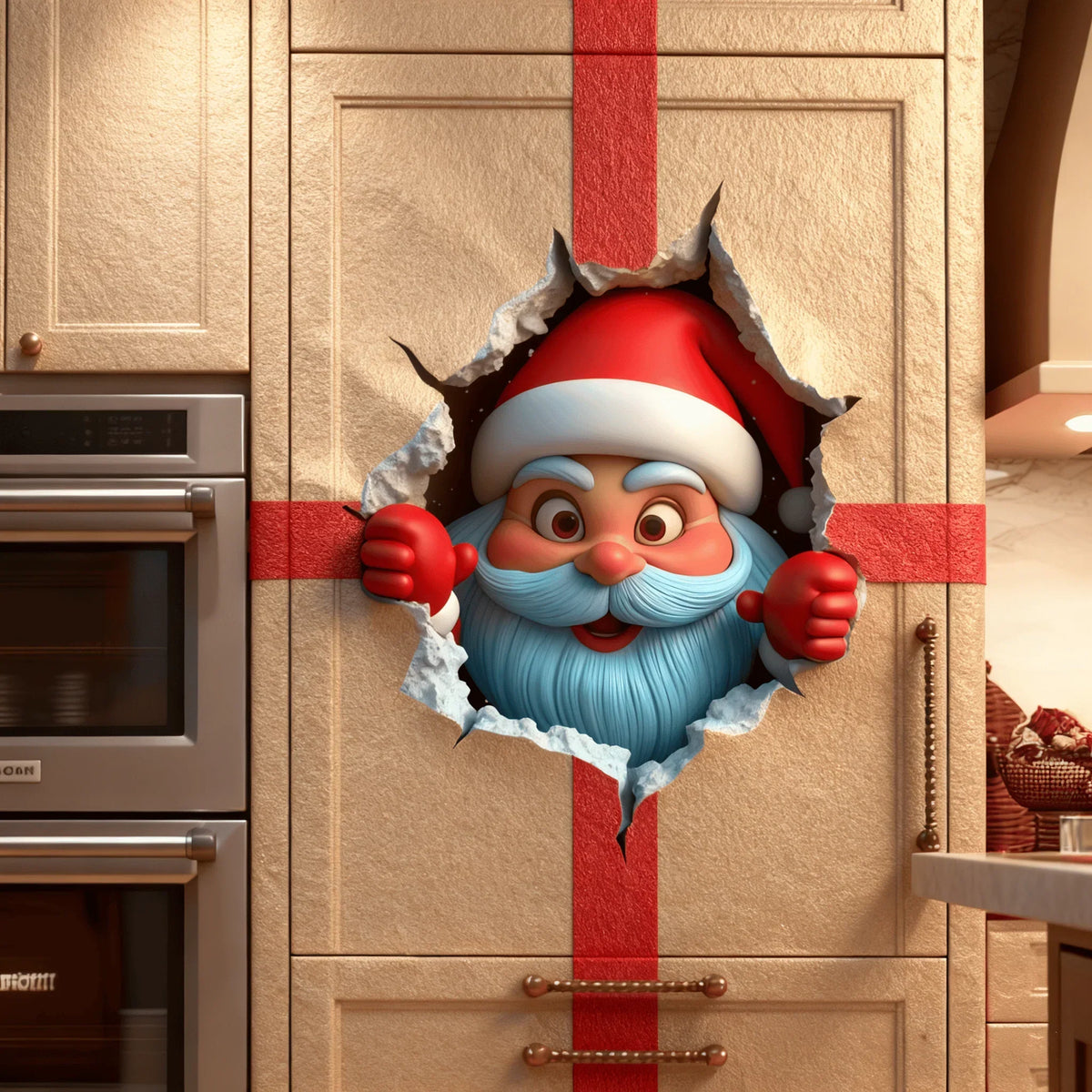 3D Weihnachtsmann Wandsticker aus PVC