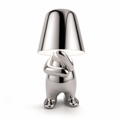 LED Schreibtischlampe Denker Figur in Gold oder Silber