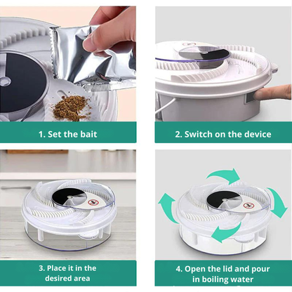 SilentCatch™ | Fliegenfalle – Leise Insektenfalle ohne Chemie, Ködersystem für Innen & Außen
