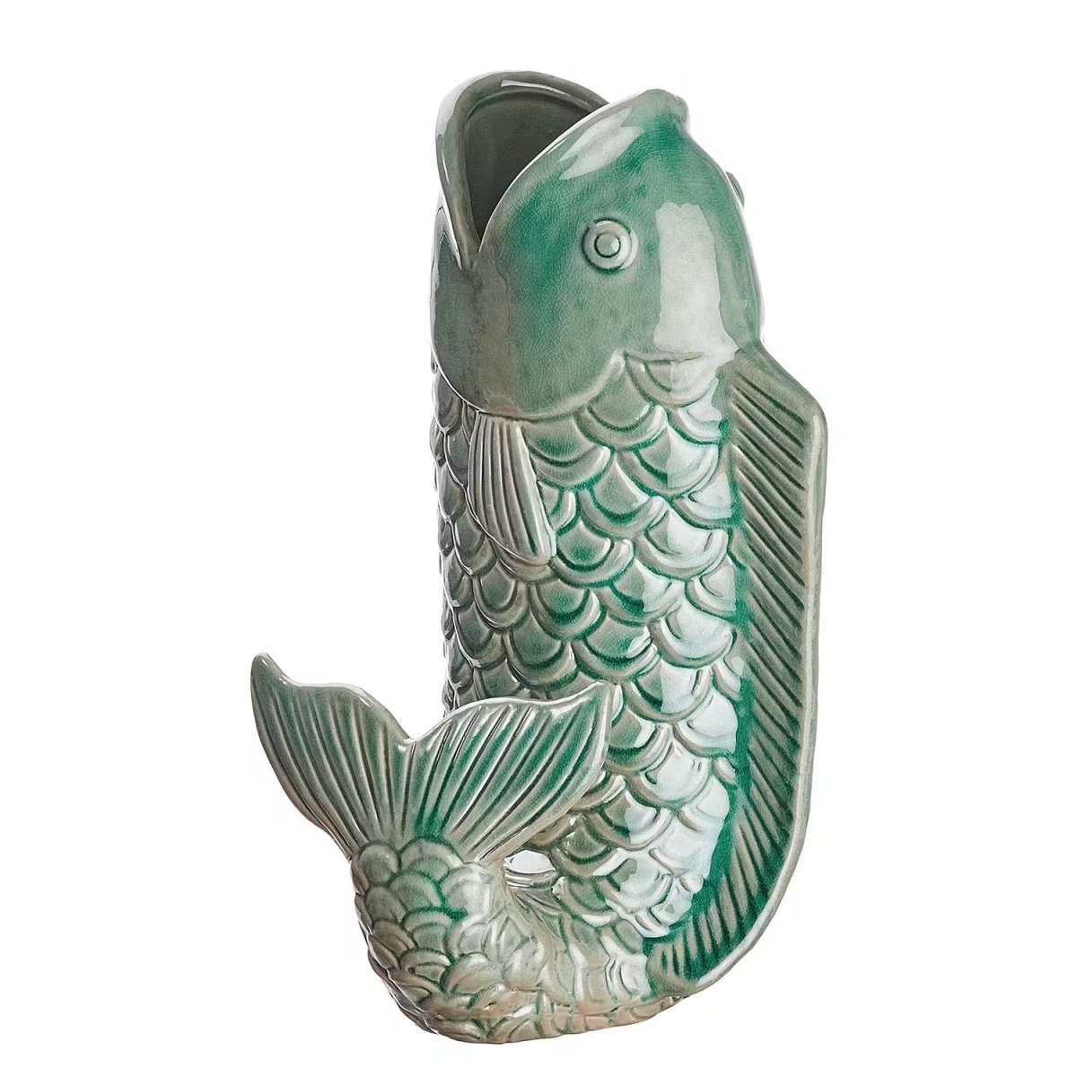 Vase in Koi-Fisch-Form aus Steingut