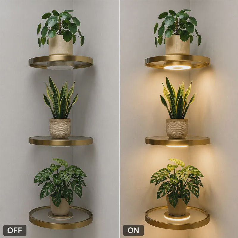 GlowingGold — LED Schwebendes Pflanzen-Wandregal | 50% RABATT