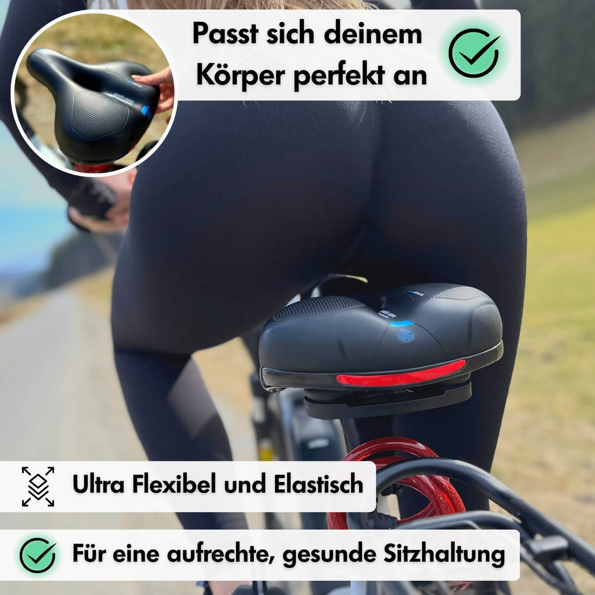 Fahrradsattel ergonomisch mit Memory-Schaum und Gel-Polsterung