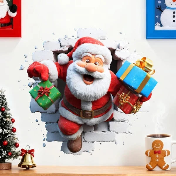 3D Weihnachtsmann Wandsticker aus PVC