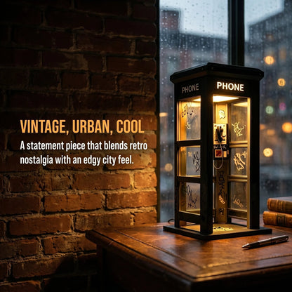 Vintage Telefonzellen Tischlampe mit warmem Ambiente Licht