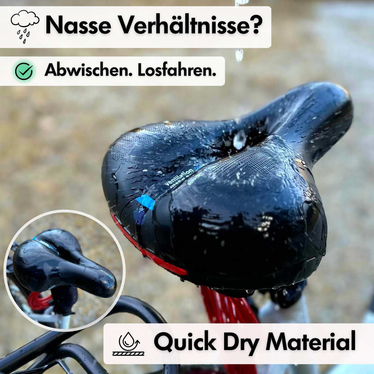 Fahrradsattel ergonomisch mit Memory-Schaum und Gel-Polsterung