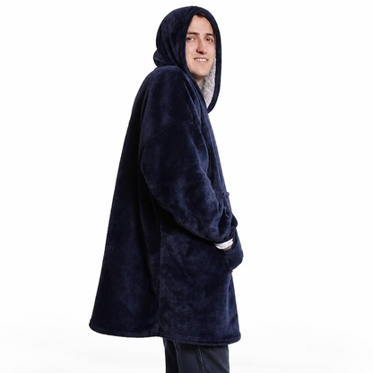 Oversize Hoodie Decke mit Kapuze und Tasche aus Sherpa Fleece