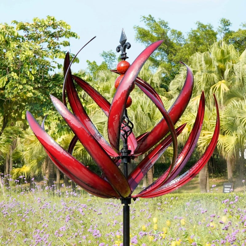 Lotus Windspinner – Bewegende Metall Gartendeko für Frühling & Sommer | Nur Heute 50% RABATT