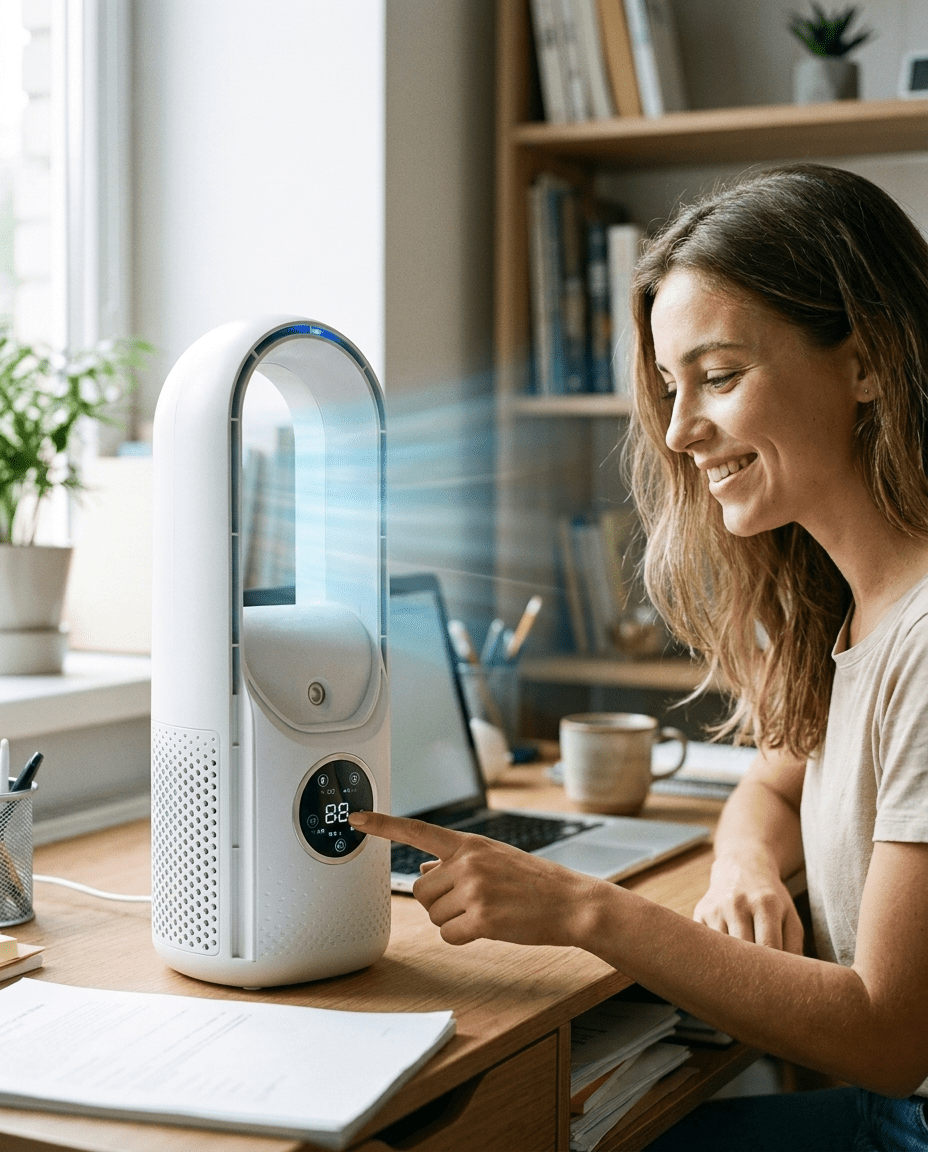 BreezeCube™ Mini Turmventilator – Der leise Sommer-Begleiter für jeden Raum