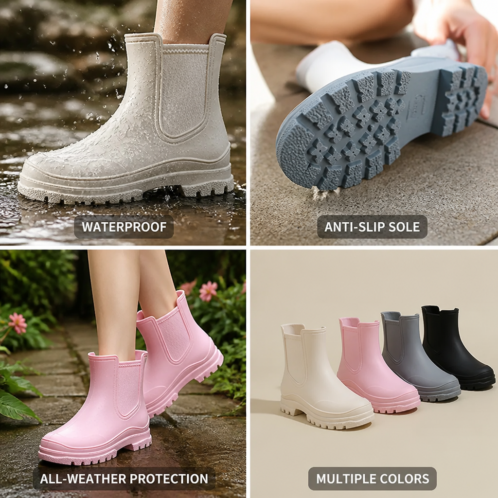 Chelsea-Gummistiefel wasserdicht & rutschfest – trockene Füße bei Regen, Laub & Matsch