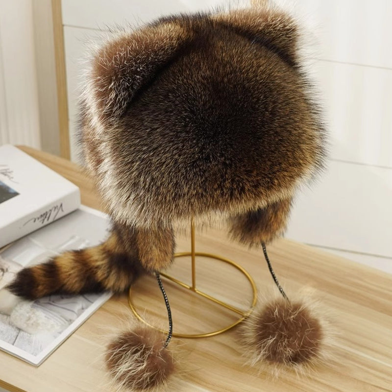 50 % RABATT | ChicFur™ – Stylische Pelzimitat-Mütze im Waschbär-Design