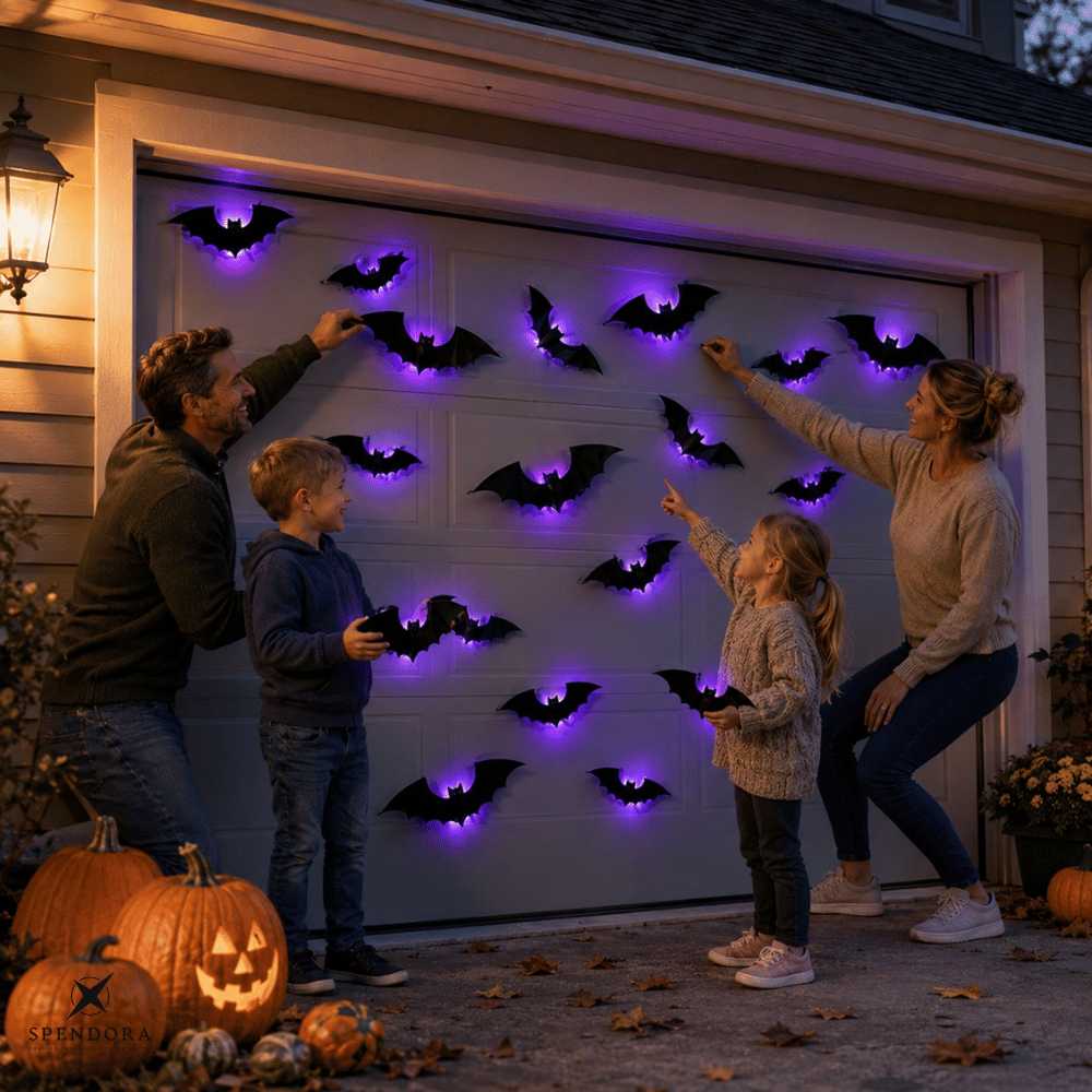 Halloween LED Fledermäuse mit lila Licht und Klebepads