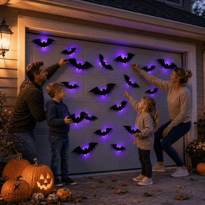 Halloween LED Fledermäuse mit lila Licht und Klebepads