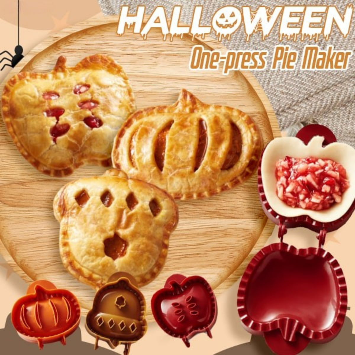 Halloween Mini-Pie-Former (Kürbis, Apfel, Eichel) | PieWhimsy