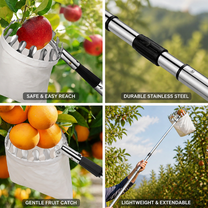 Teleskop-Obstpflücker aus Edelstahl bis 4 m | ArborEase™
