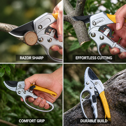 Ratschen-Gartenschere mit SK5-Stahlklinge | BranchMaster™