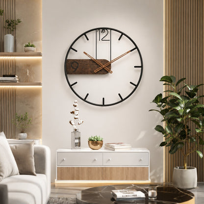 Moderne Wanduhr aus Edelstahl & Walnussholz | Walnchron