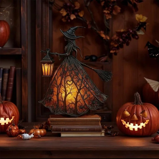 Halloween Hexenlaterne mit warmweißem LED Licht