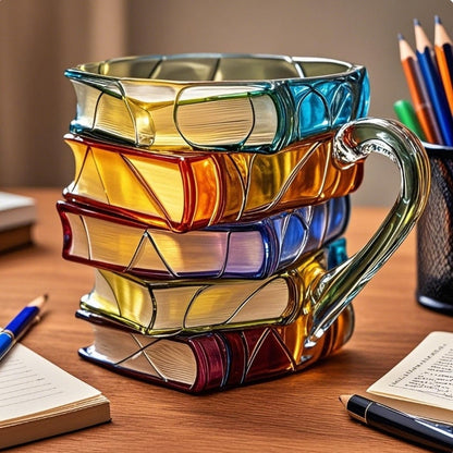Leseliebe™ Becher| 3D Handbemalter Bücherbecher – Einzigartige literarische Kaffeetasse, ideales Geschenk für Bücherliebhaber