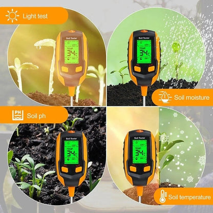 SmartGrow™ 4-in-1 Bodenmessgerät – Feuchtigkeit, pH, Licht & Temperatur messen