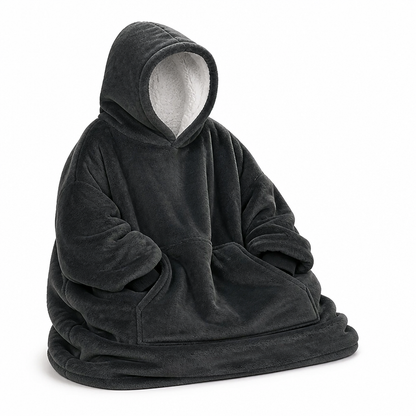 Oversize Hoodie Decke mit Kapuze und Tasche aus Sherpa Fleece