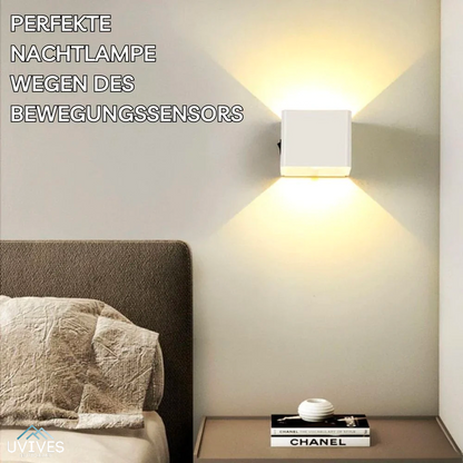 Kabellose Wandleuchte Weiß am Bett
