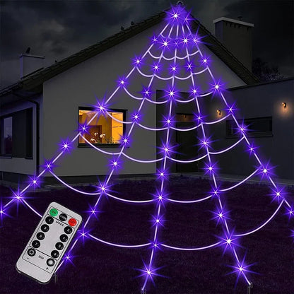 Halloween Spinnennetz LED Lichterkette 5 m mit Fernbedienung