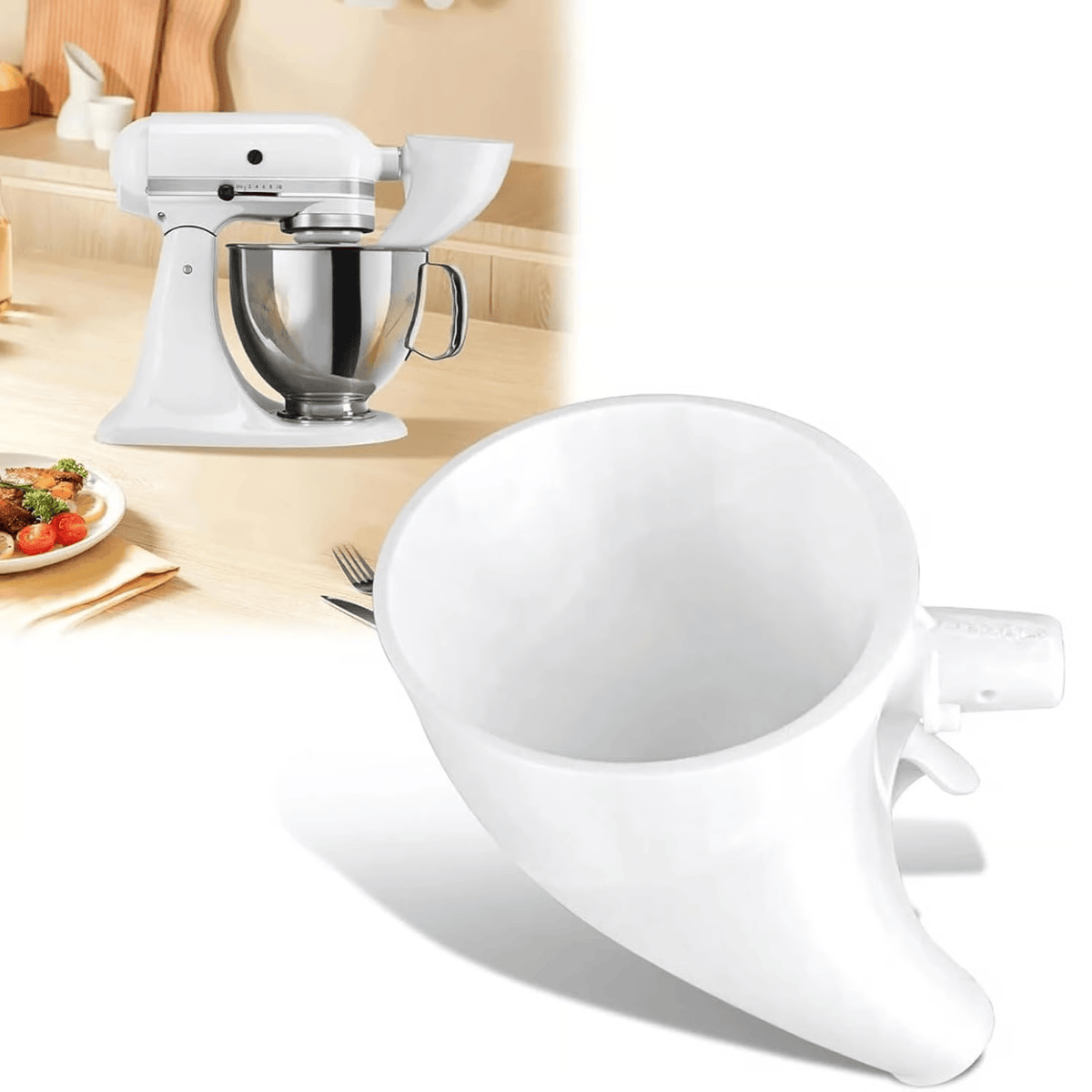 Teigportionierer-Trichter für KitchenAid KSM150 – sauberes Backen ohne Kleckern, 2 Stück