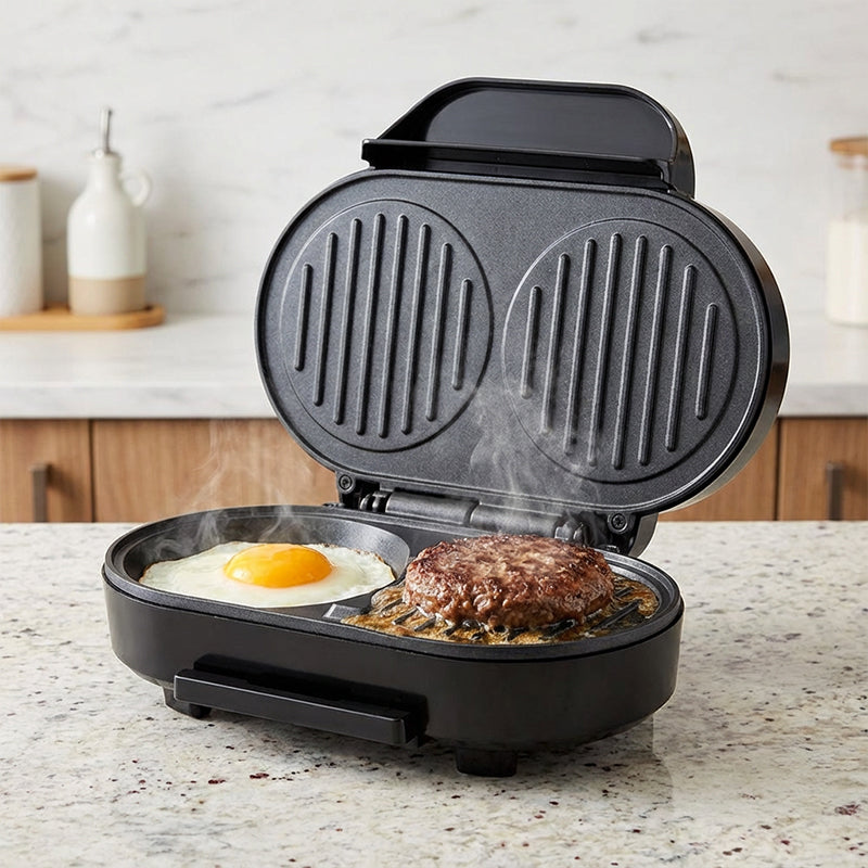 EmberGrill™ | Frühstücksgrill | 1000W, Antihaft & schnelles Kochen