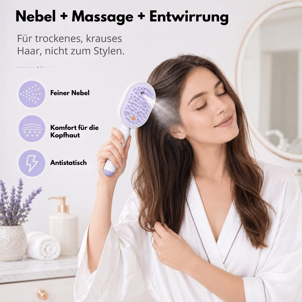 Entwirrbürste mit Kopfhautmassage & Feuchtigkeit – sanft entwirren ohne Ziepen
