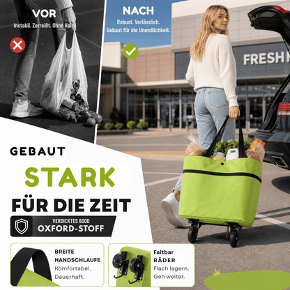 1+1 GRATIS Faltbarer Einkaufstrolley mit 360 Grad Rädern