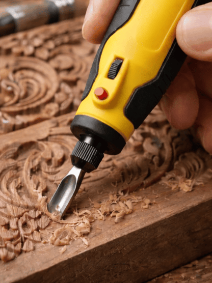 Mini elektrische Schnitzmesser-Gravurtool mit Akku | Bis 12.000 U/min, Type-C | Set mit Schleif-, Polier- & Bürstenaufsätzen