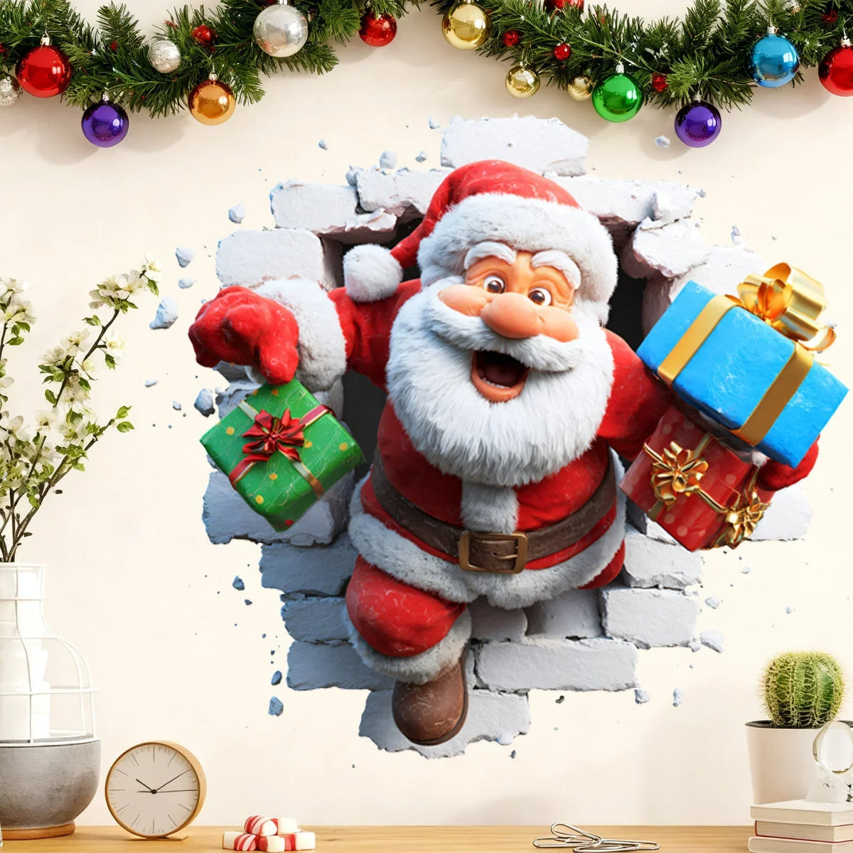 3D Weihnachtsmann Wandsticker aus PVC